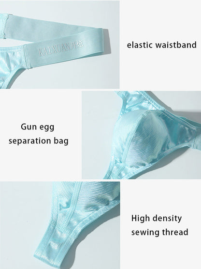 3 Pack Men's Low Waist Transparent Sexy Large Pouch Ice Silk Thong