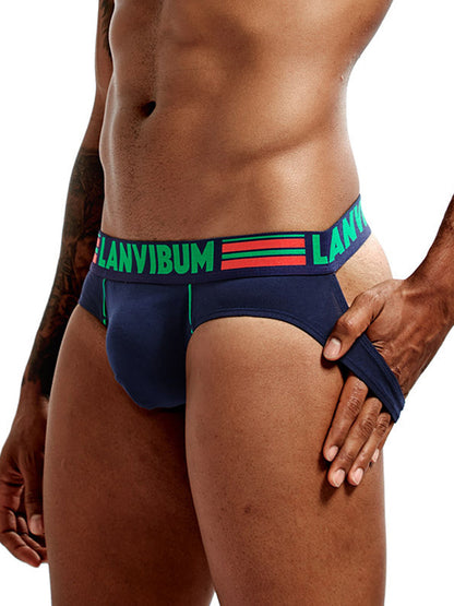 2 Pack Men's Cotton Low-Rise U-Convex Solid Color Jockstrap