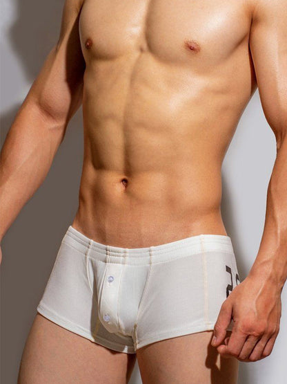Men's Solid Color Comfortable Button-down Trunks