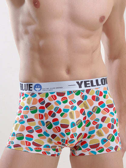 Men's Ice Silk Sexy Breathable Printed Boxers Briefs