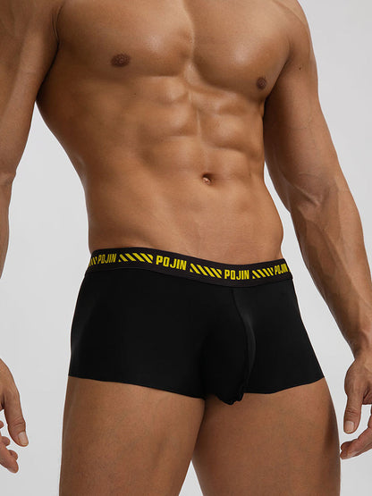 3 Pack Men's Seamless Ice Silk U-Pouch Low Waist Sexy Breathable Trunks