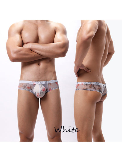 4-pack Men's Lace Print Sheer Mesh Bohemian Boxer Briefs