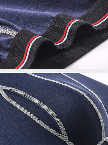 2 Pack Men's Long High Waist Cotton Sports Anti-friction Leg Boxer Briefs