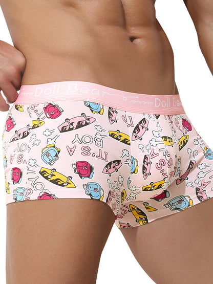 4 Pack Men's Cartoon Cotton Anti-Bacterial Boxer Briefs