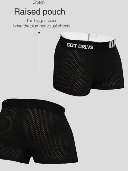 2 Pack Men's Sexy Transparent Seamless Mesh Solid Color Breathable Trunks & Bikini