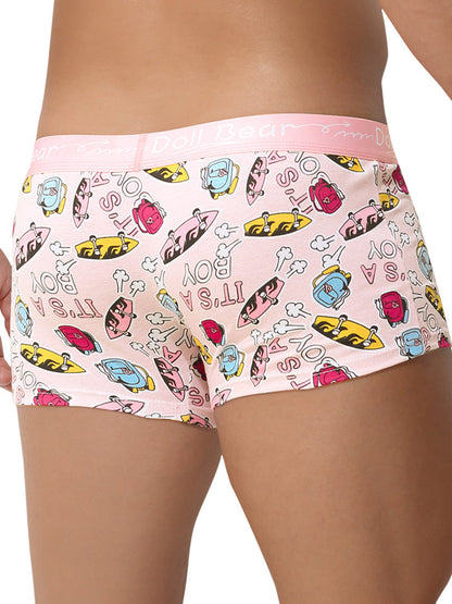 4 Pack Men's Cartoon Cotton Anti-Bacterial Boxer Briefs