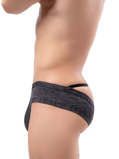 2 Pack Men's Low Rise Back Hollow 3D U-convex Large Pouch T-Back Briefs