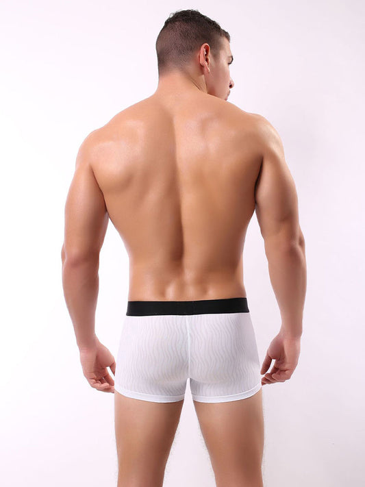 3 Pack Men's Striped U-Pouch Low-Rise Breathable Slim-Fit Trunks