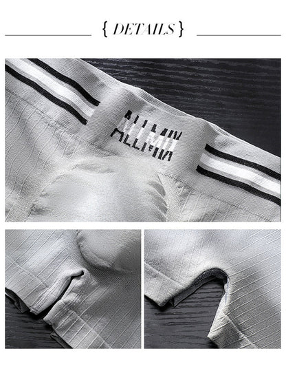 3 Pack ALLMIX Men's Sexy Striped Seamless Low Waist Boxers Briefs