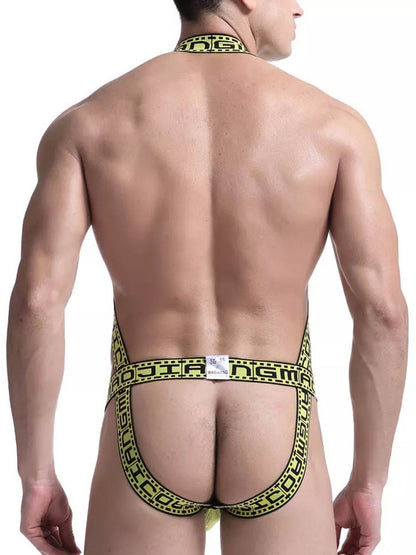 Men's Sexy Mesh U-convex Large Pouch Breathable Vest One-piece Suspender T-back