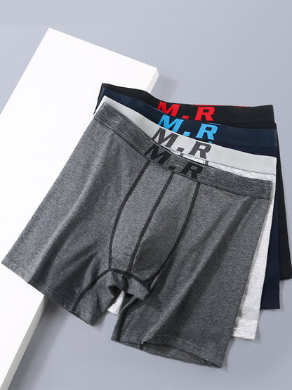 4 Pack Men's Comfortable Cotton Anti-Chafing High Elasticity Sports Boxer Briefs