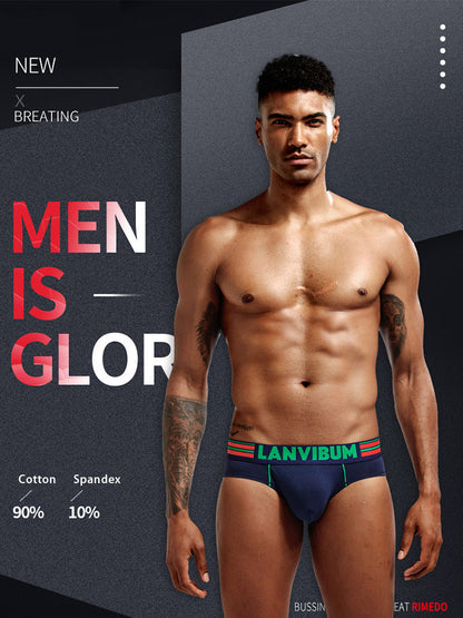 2 Pack Men's Cotton Low-Rise U-Convex Solid Color Jockstrap