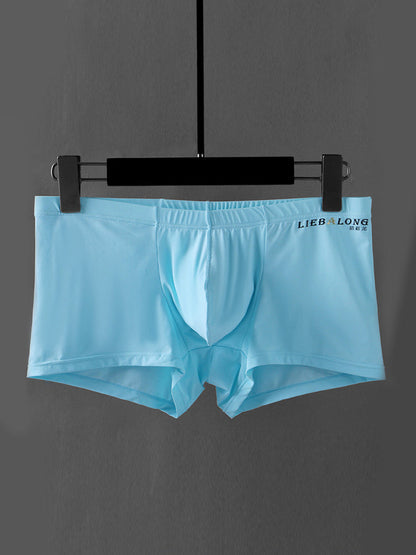 3 Pack Men's Breathable Ice Silk Double-Layered Big Pouch Sexy Boxer Briefs