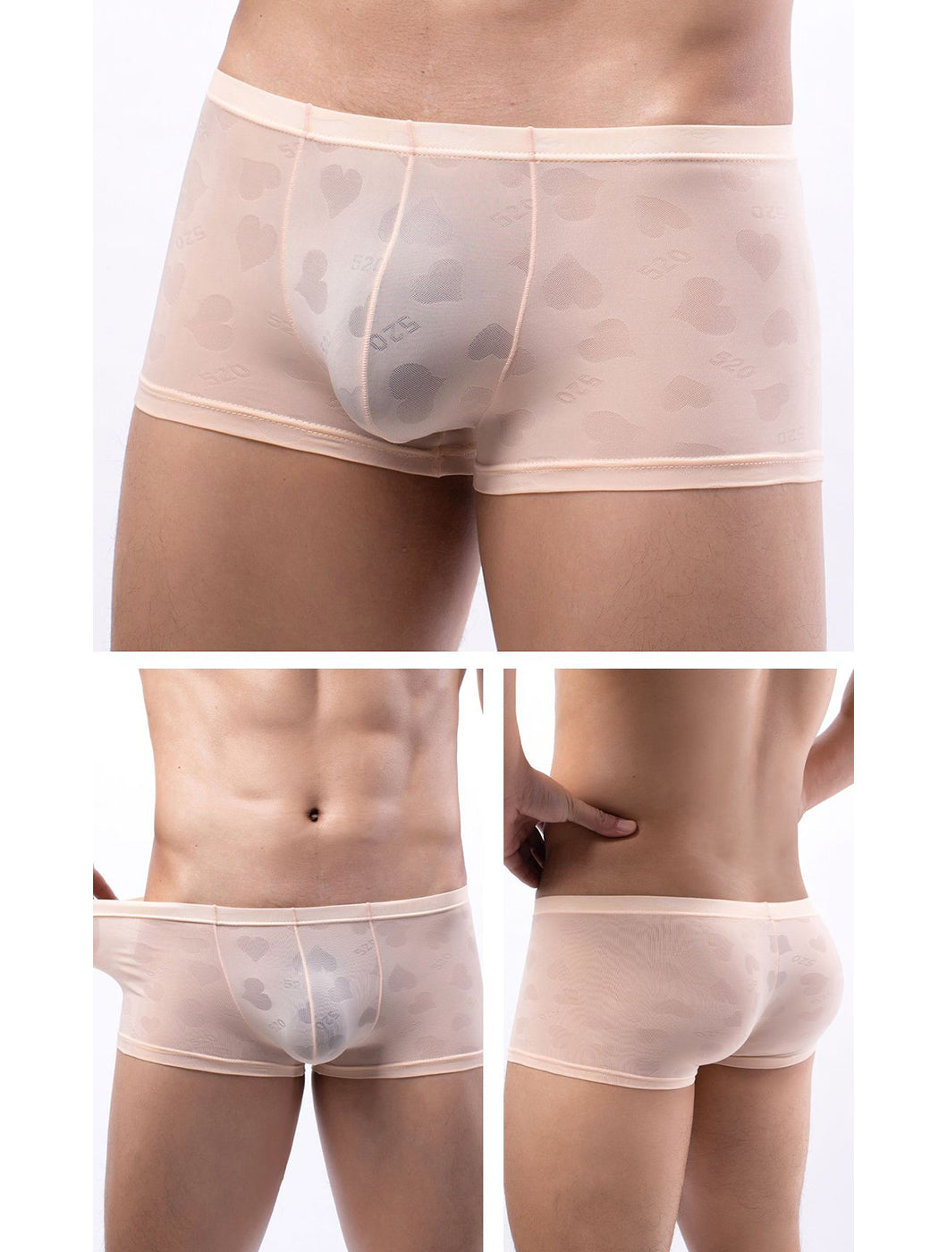 3- Pack Men's Sexy Heart Mesh Trunks