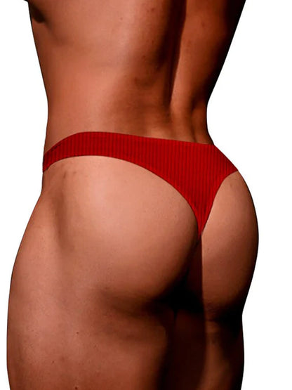 2-pack Men's Ribbed Low-rise Solid Color Thong