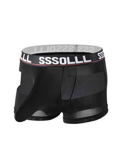 3 Pack Men's Mid-Rise Ice Silk Hollow-Out Trunks