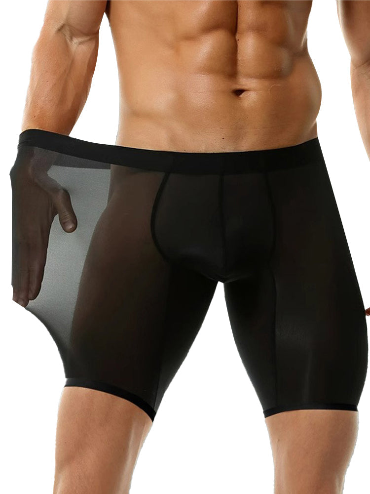 Men's Ice Silk Athletic Long Boxer Briefs