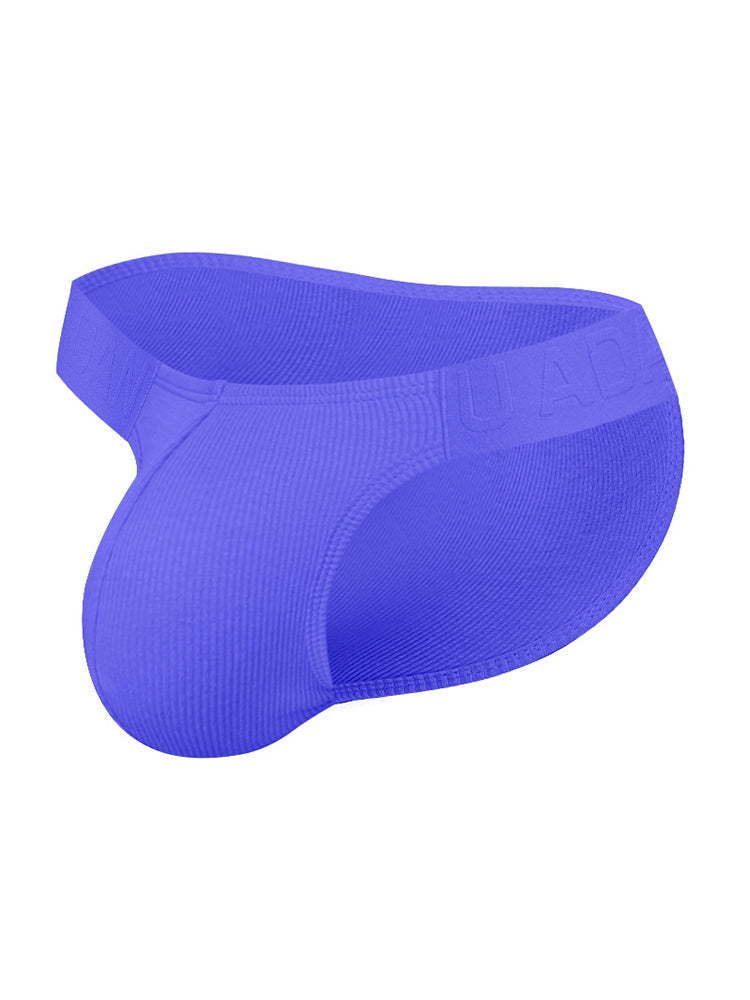 2 Pack Men's Solid Color Ribbed Cotton Sports Butt-Lifting Bikini