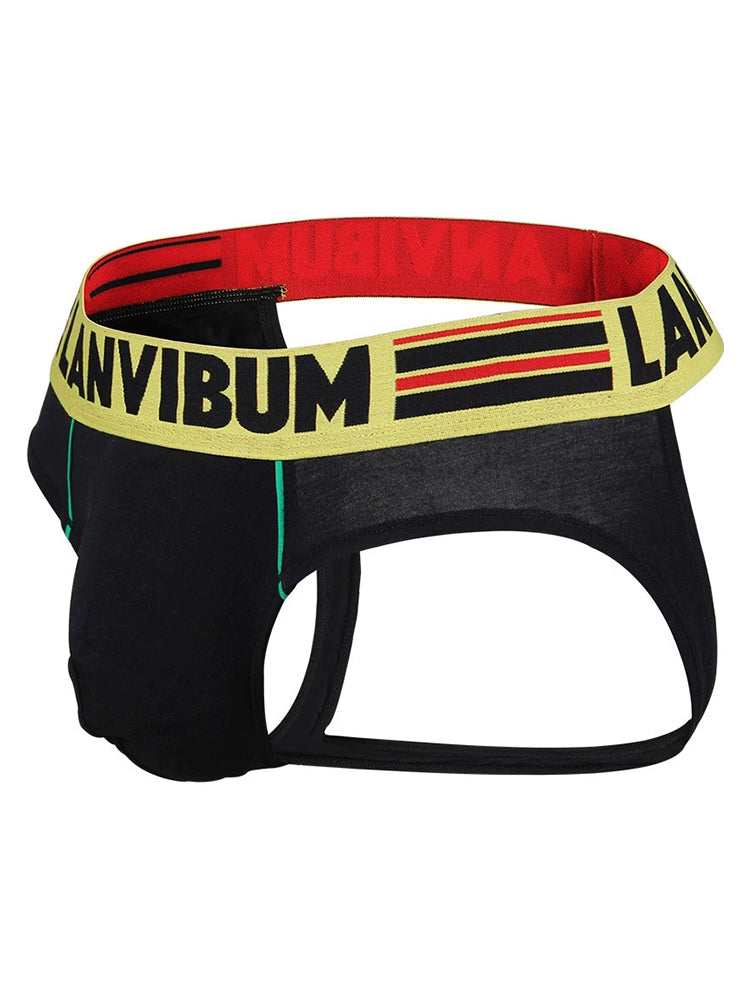 2 Pack Men's Cotton Low-Rise U-Convex Solid Color Jockstrap