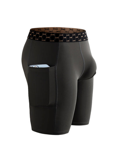 2 Pack Men's Compression Boxer Shorts with Side Pocket