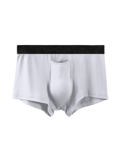 4 Pack Men's Solid Color Separation Pouch Style Separated Breathable Rayon Trunks