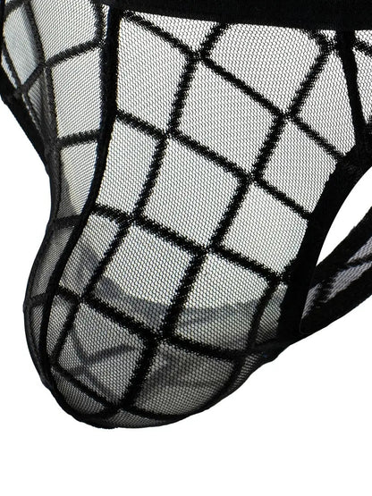 3 Pack Men's Low-Rise Lace Sexy Mesh Briefs And Thongs
