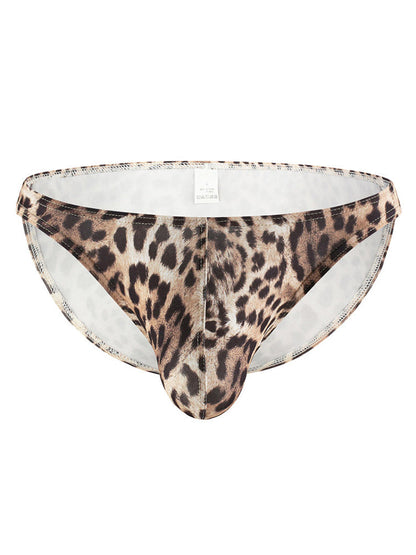 4 Pack Men's U-Convex Leopard Print Nylon Bikini