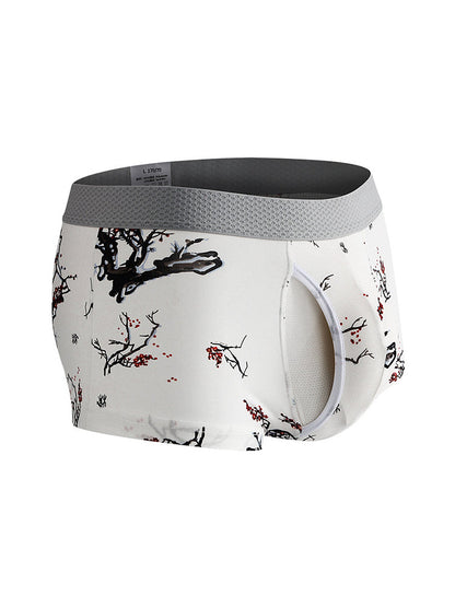 2 Pack Men's U-Pouch Side Vent Printed Trunks
