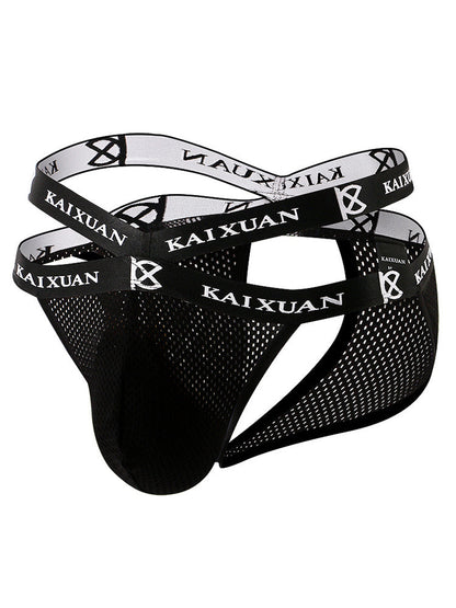 2 Pack Men's Ice Silk Mesh Capsule Pouch Sexy Jockstrap