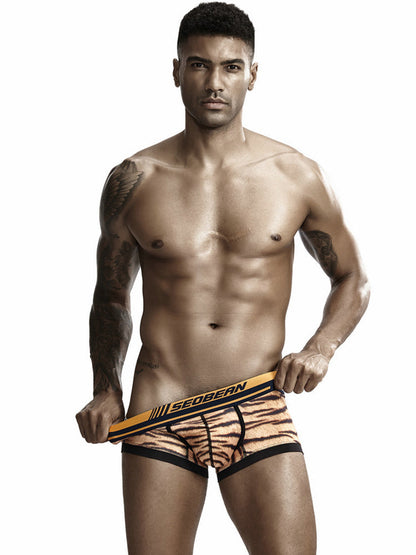 Men's Sexy Tiger Print Pouch Trunks