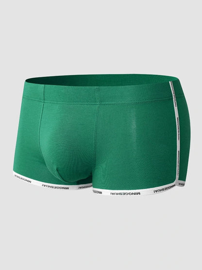 Men's Letter Trim Applique Cotton Trunks