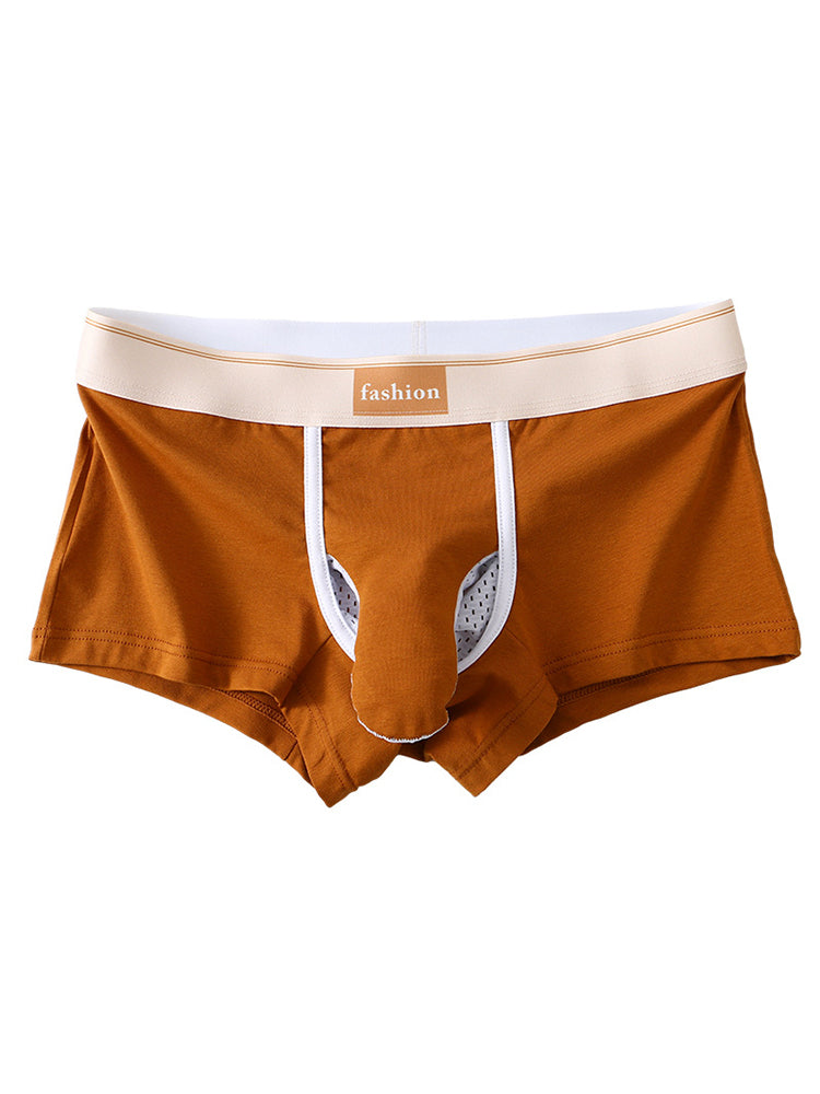 3 Pack Men's Elephant Trunks Gun and Bullet Separation Solid Color Cotton Sexy Boxer Briefs
