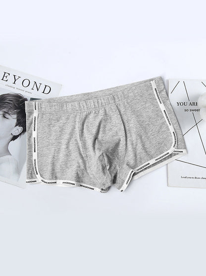Men's Letter Trim Applique Cotton Trunks