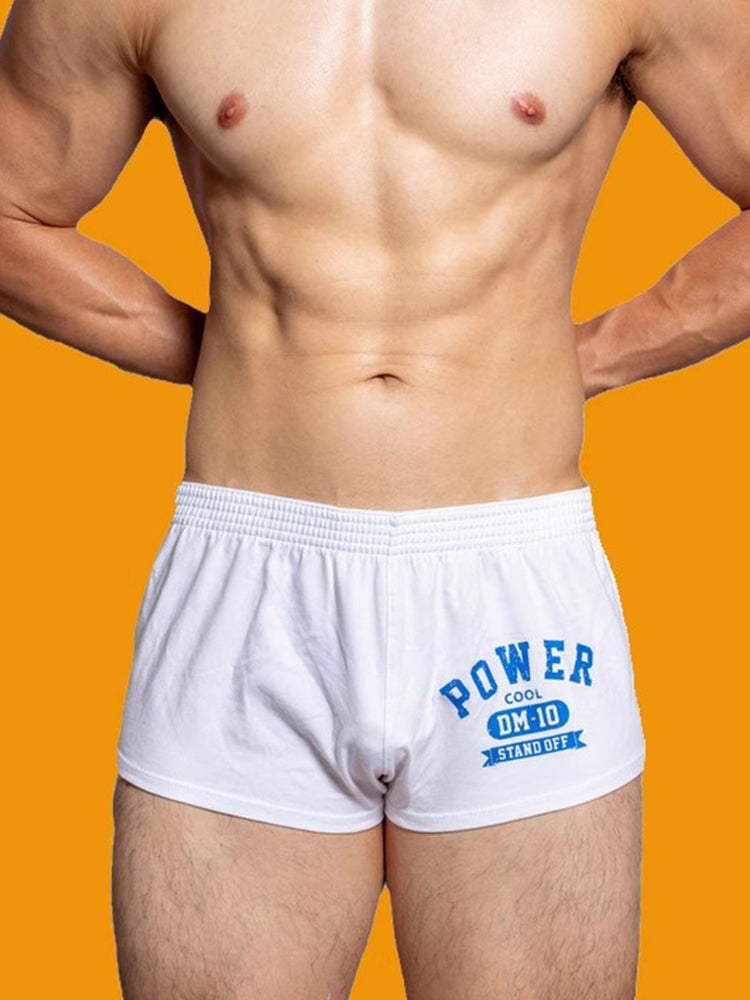 Men's DM Printed Lettering Low Waist Sexy Cotton Boxer Shorts