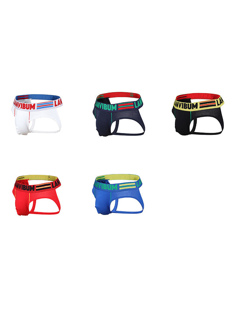 2 Pack Men's Cotton Low-Rise U-Convex Solid Color Jockstrap