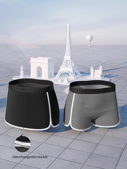 2 Pack Men's  Button Casual U-Shaped Roman Skirt Dual-Purpose Arrow Pants Underwear