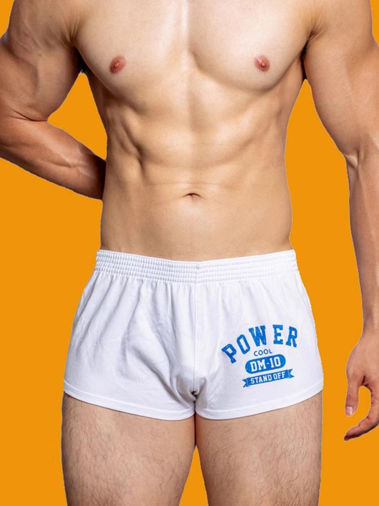 Men's DM Printed Lettering Low Waist Sexy Cotton Boxer Shorts