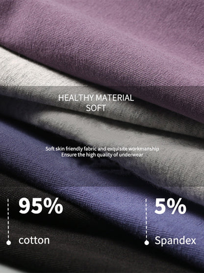 4 Pack Men's Mid-Rise Cotton Antibacterial Breathable Trunks