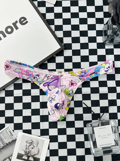 2 Pack Men's Low-Rise Sexy Print Thong