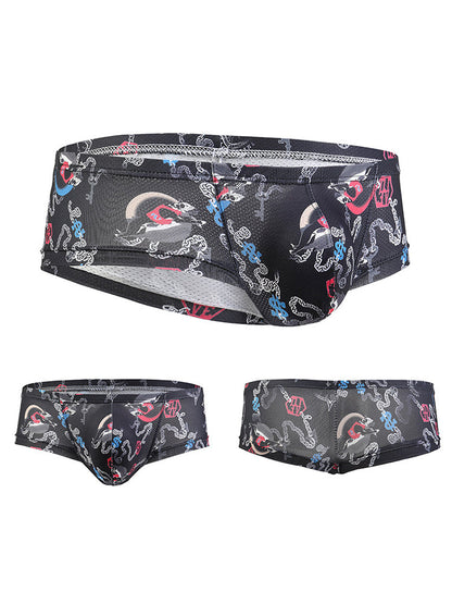 Men's Sexy Botanical Printed Mesh Underwear