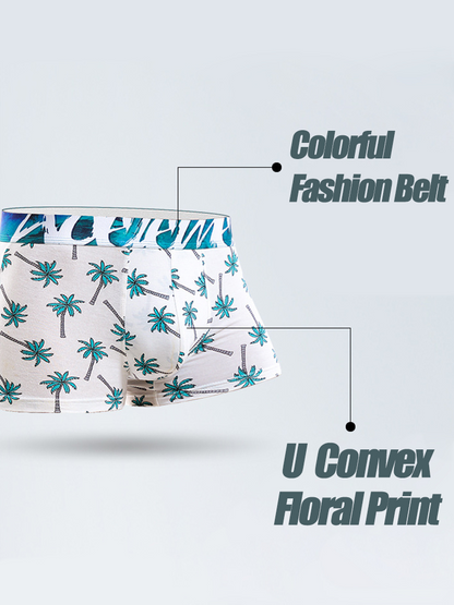 6 Pack Men's U Convex Modal Print Breathable Trunks
