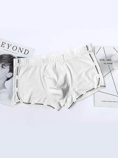 Men's Letter Trim Applique Cotton Trunks