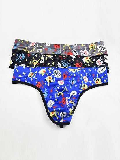 3-pack Men's Sexy Skull Low-rise Thong