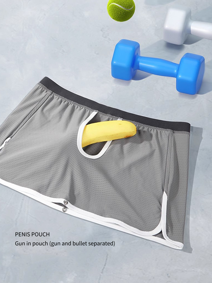 2 Pack Men's  Button Casual U-Shaped Roman Skirt Dual-Purpose Arrow Pants Underwear