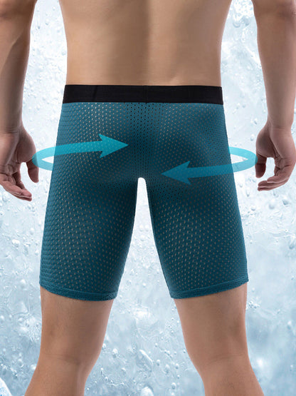 3 Pack Men's Anti-chafing Mesh Long Boxer Briefs