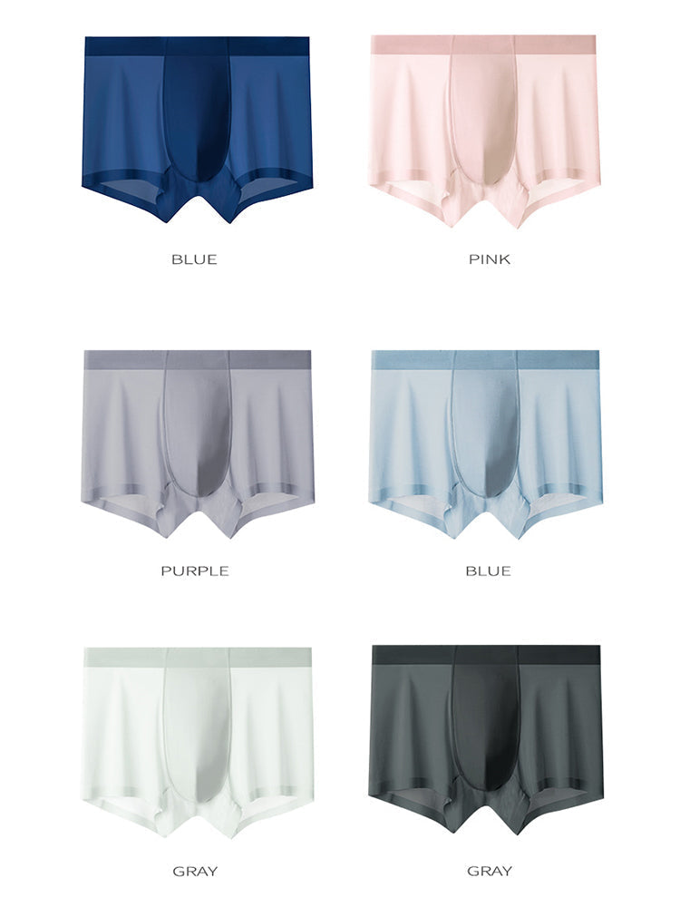 3-pack Men's Ice Silk Sexy 3D Stamped Pouch Boxer Briefs