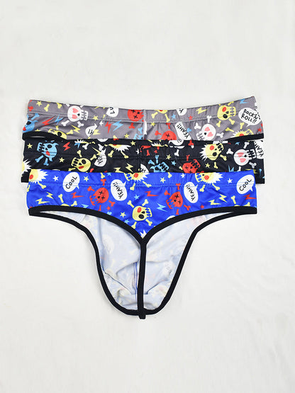 3-pack Men's Sexy Skull Low-rise Thong