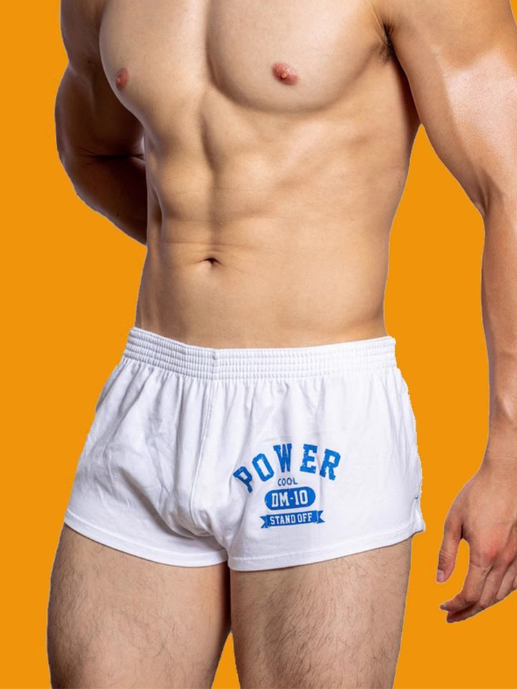 Men's DM Printed Lettering Low Waist Sexy Cotton Boxer Shorts