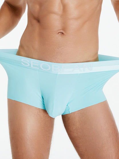 3 Pack Men's  Ice Silk Solid Color Breathable Antibacterial Trunks