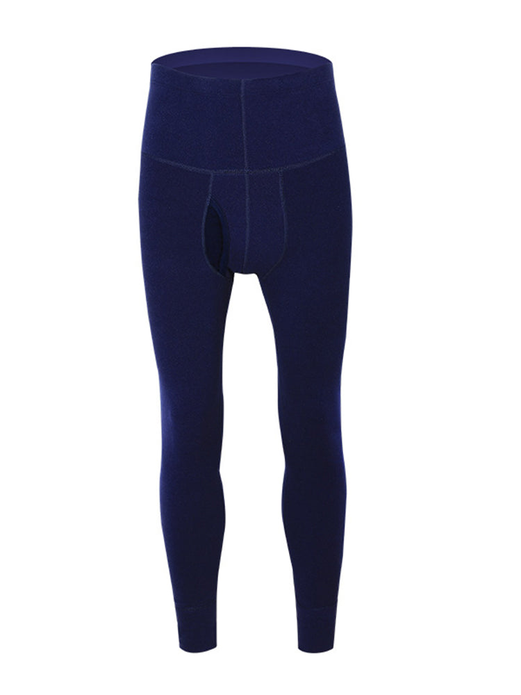 Men's High Waist Plus Fleece Cotton Warm Pants with  with Fly